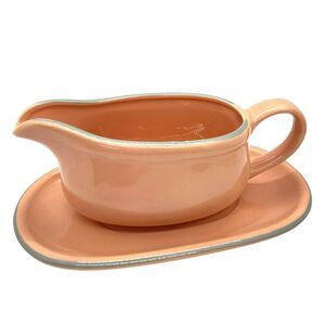 Gravy Boat Saucer & Plate Vintage Studio Nova Pink Gray Porcelain Retro Dinner